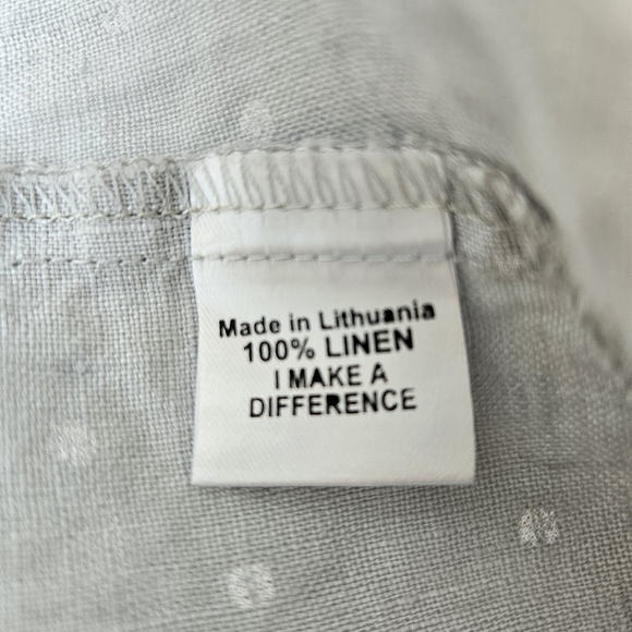 FLAX 100% Linen Polka Dot Tank Top Womens Oversized Small Light Gray Minimalist - Picture 4 of 7